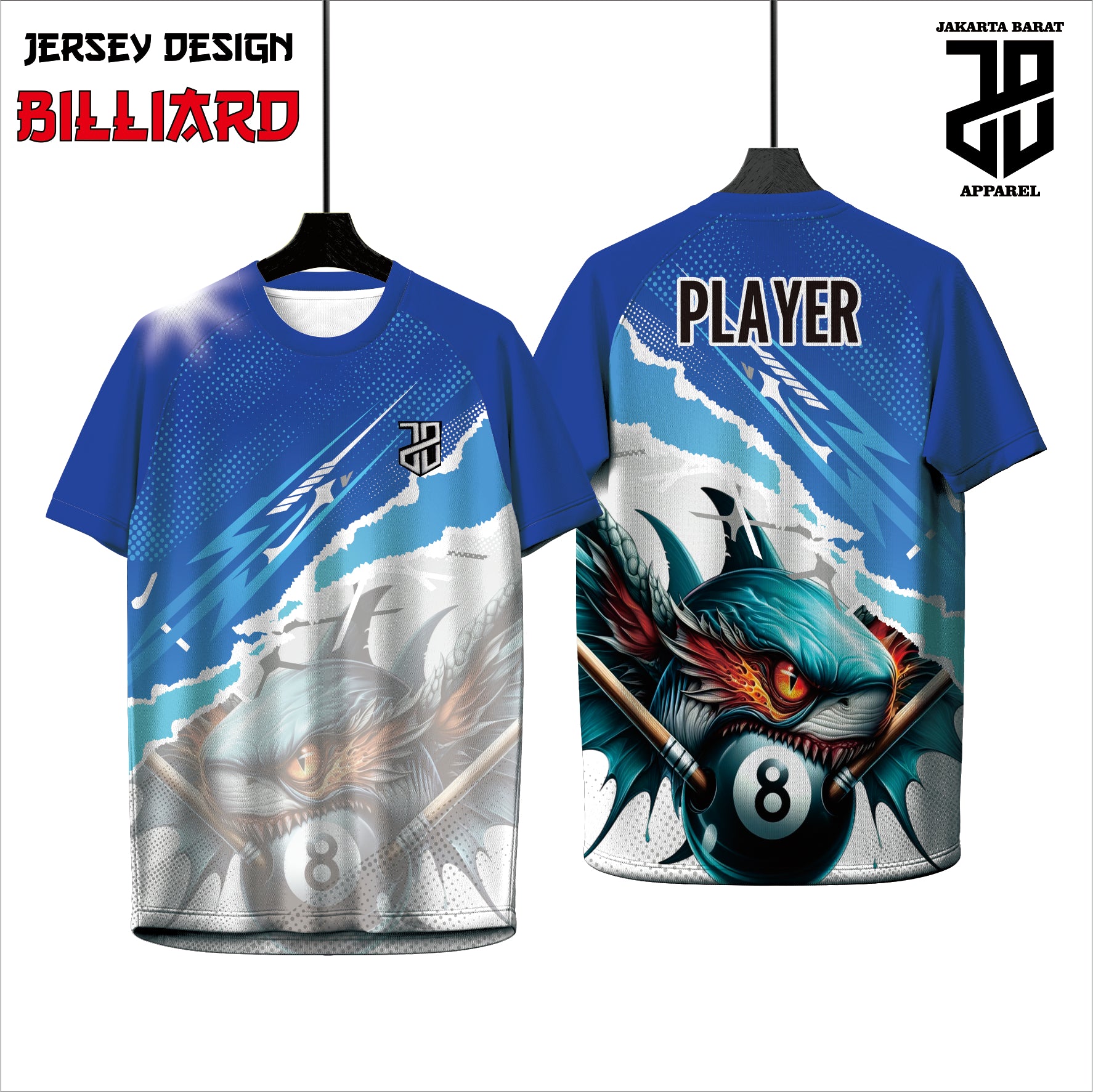 Kaos Jersey Billiard Custom Full Print | Dryfit Premium | Pria, Wanita, Anak | Nyaman Dipakai
