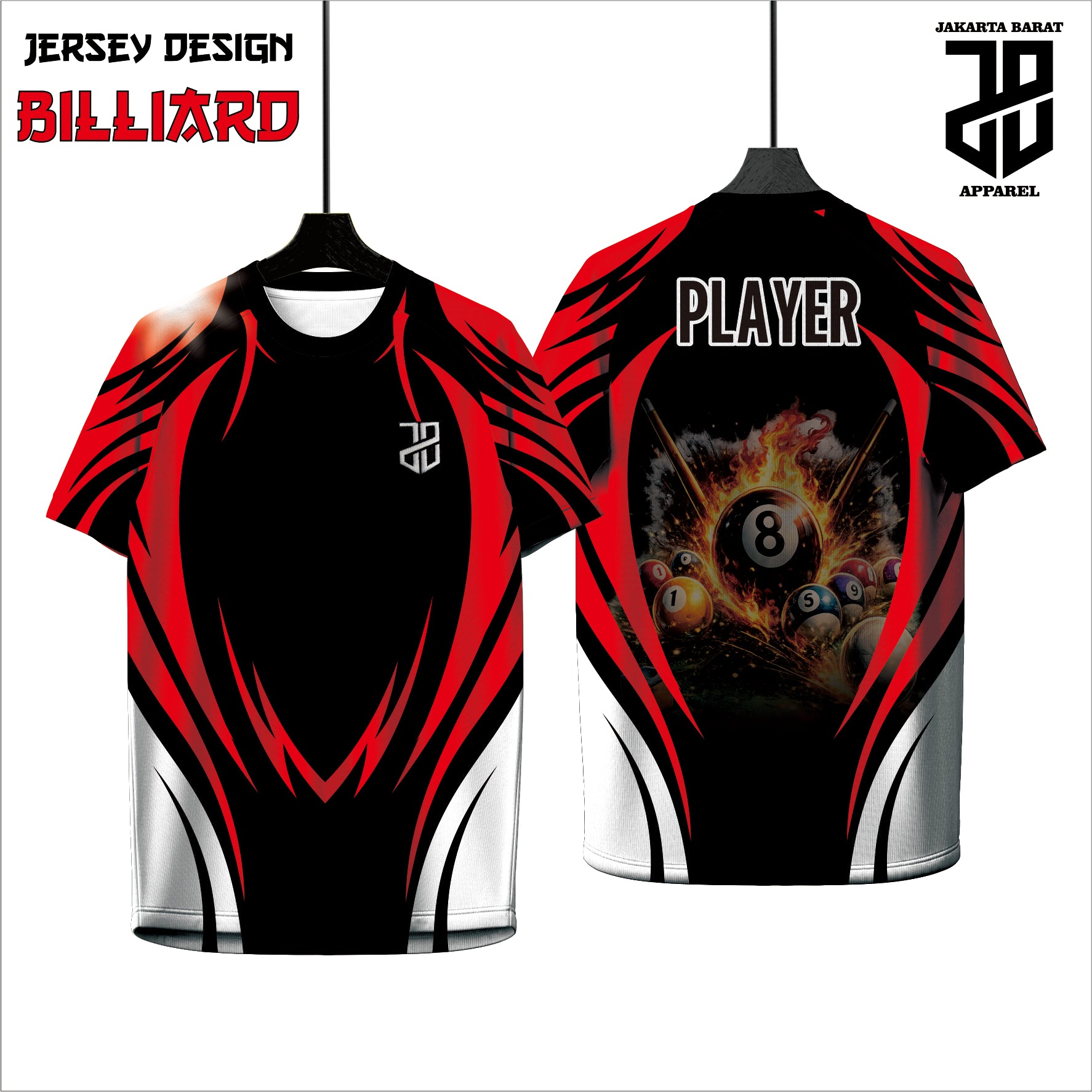 Kaos Jersey Billiard Custom Full Print | Dryfit Premium | Pria, Wanita, Anak | Nyaman Dipakai