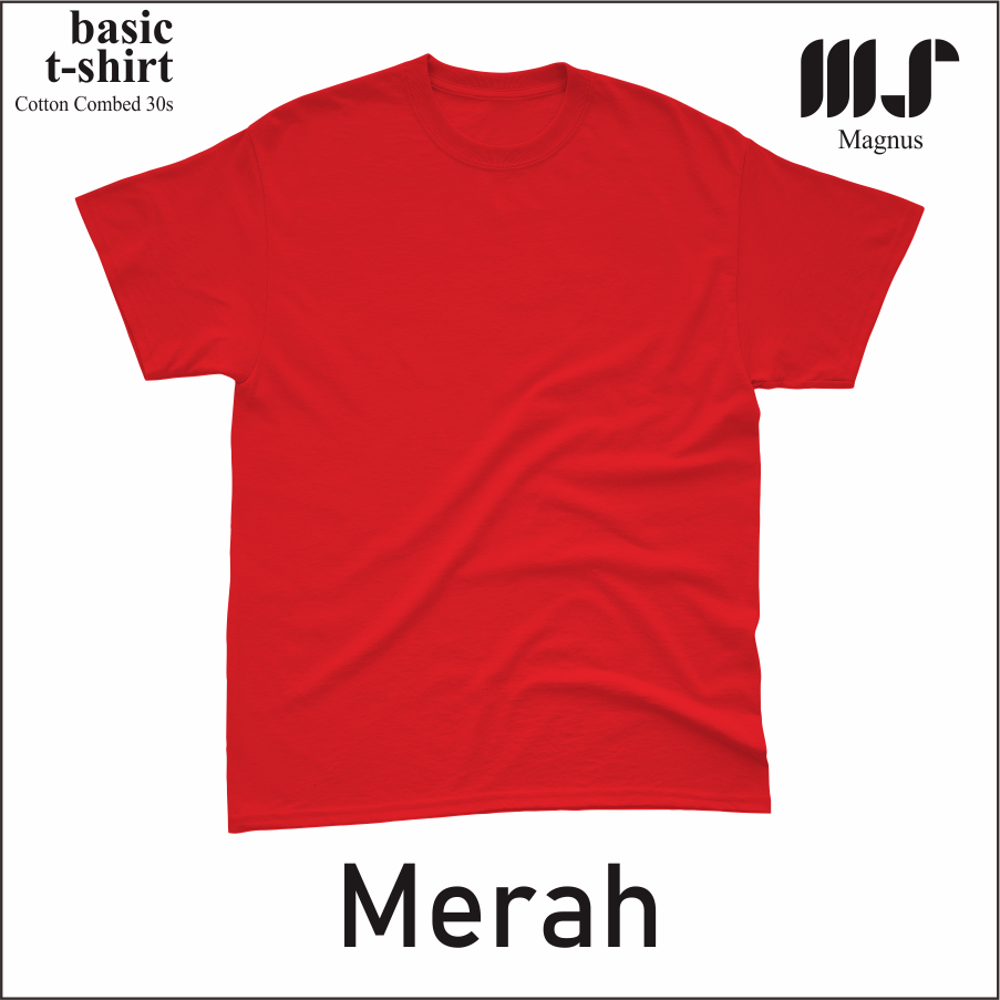 MAGNUS Baju Tshirt Kaos Polos pria wanita Lengan pendek 100% Katun combad 30s Premium Merah Series