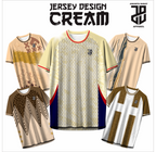 KAOS JERSEY FUTSAL BAJU & BADMINTON  MOTIF ABSTRAK CREAM/COKLAT MUDA  DRY FIT PREMIUM MURAH BAHAN EMBOSH KIDS ANAK DAN DEWASA COWO/CEWEBIG SIZE