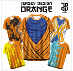 Jersey Futsal Baju Esport ORANGE Geometric Premium – Desain Modern Full Print Dry Fit Premium Kids & Dewasa (Copy)