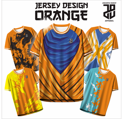Kaos Jersey Futsal Orange/Oren Premium Motif Geometris | Kids & Dewasa