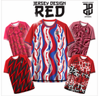 KAOS JERSEY FUTSAL & BADMINTON Esport RED/MERAH Abstract Edition  DRY FIT PREMIUM MURAH BAHAN EMBOSH KIDS ANAK DAN DEWASA CEWE COWO BIG SIZE