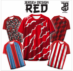 KAOS JERSEY FUTSAL & BADMINTON Custom RED/MERAH Abstract Edition  DRY FIT PREMIUM MURAH KIDS ANAK DAN DEWASA CEWE COWO BIG SIZE