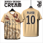 KAOS JERSEY FUTSAL & BADMINTON BAJU   MOTIF ABSTRAK CREAM/COKLAT  DRY FIT PREMIUM MURAH BAHAN EMBOSH KIDS ANAK DAN DEWASA COWO/CEWE BIG SIZE