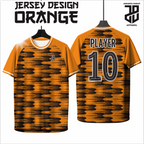 Jersey Futsal Baju Esport ORANGE Geometric Premium – Desain Modern Full Print Dry Fit Premium Kids & Dewasa (Copy)