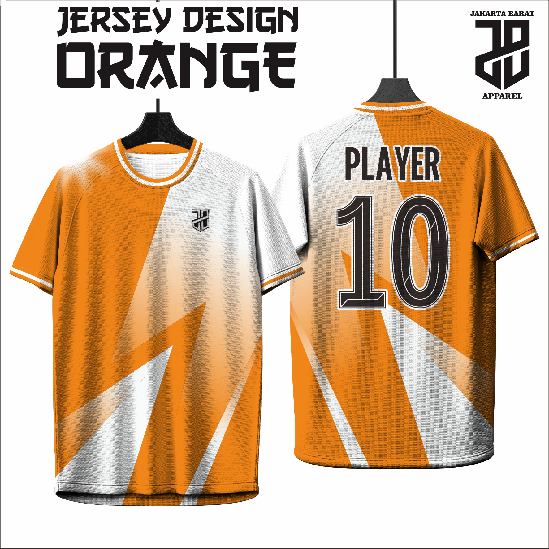 Jersey Futsal Baju Esport ORANGE Geometric Premium – Desain Modern Full Print Dry Fit Premium Kids & Dewasa (Copy)