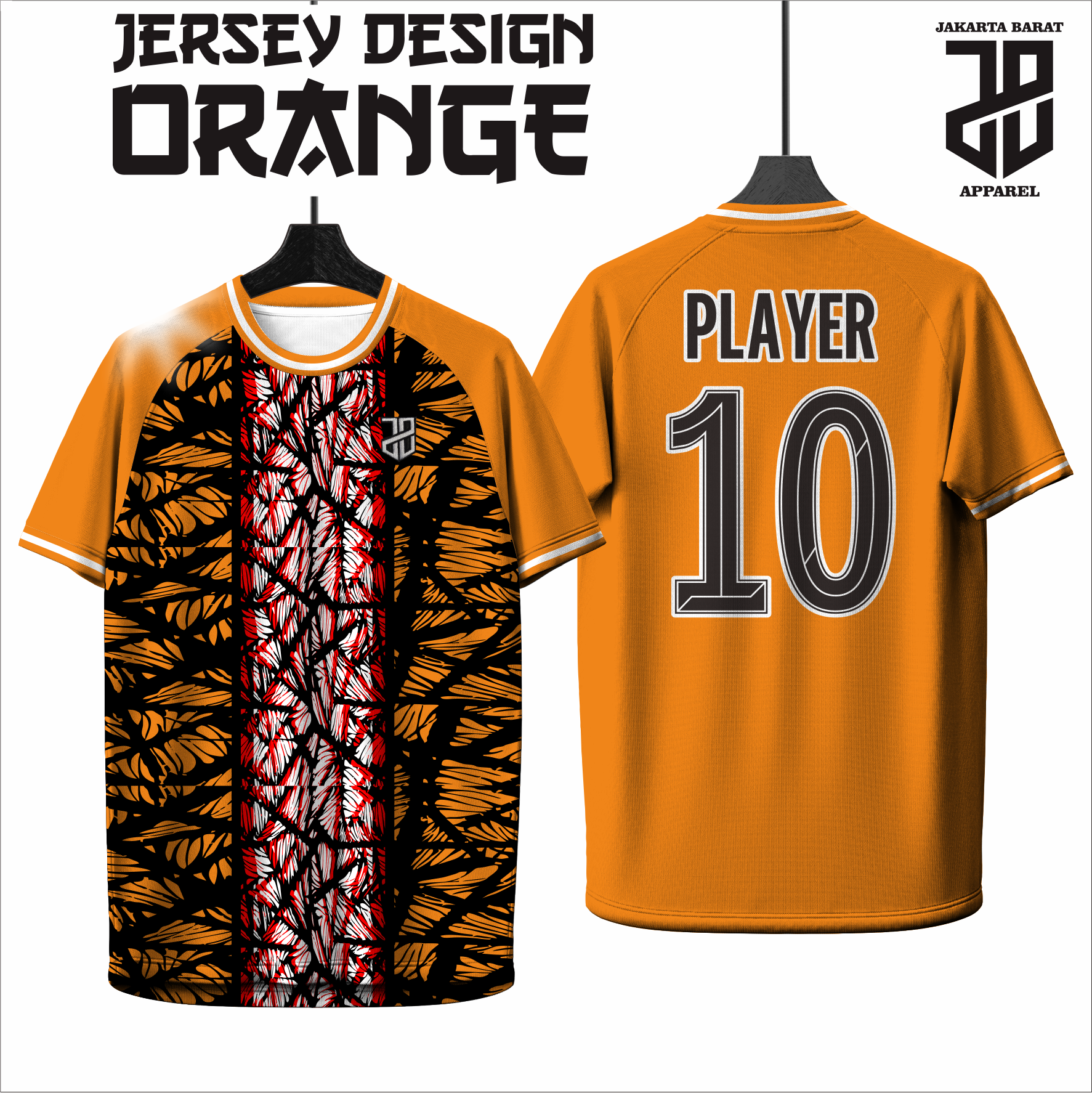 Jersey Futsal Baju Esport ORANGE Geometric Premium – Desain Modern Full Print Dry Fit Premium Kids & Dewasa (Copy)