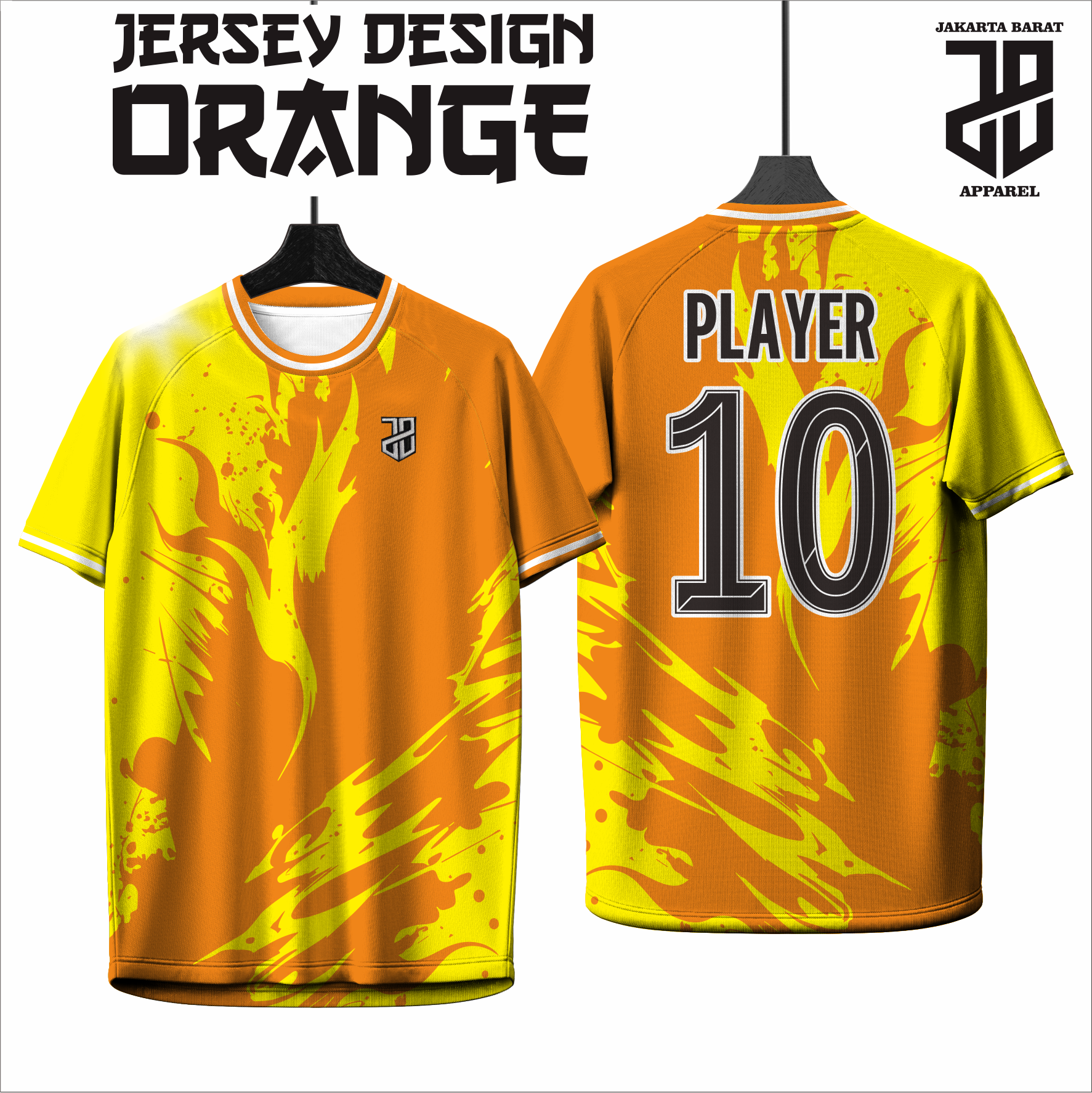 Jersey Futsal Baju Esport ORANGE Geometric Premium – Desain Modern Full Print Dry Fit Premium Kids & Dewasa (Copy)