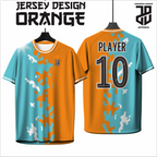 Jersey Futsal Baju Esport ORANGE Geometric Premium – Desain Modern Full Print Dry Fit Premium Kids & Dewasa (Copy)