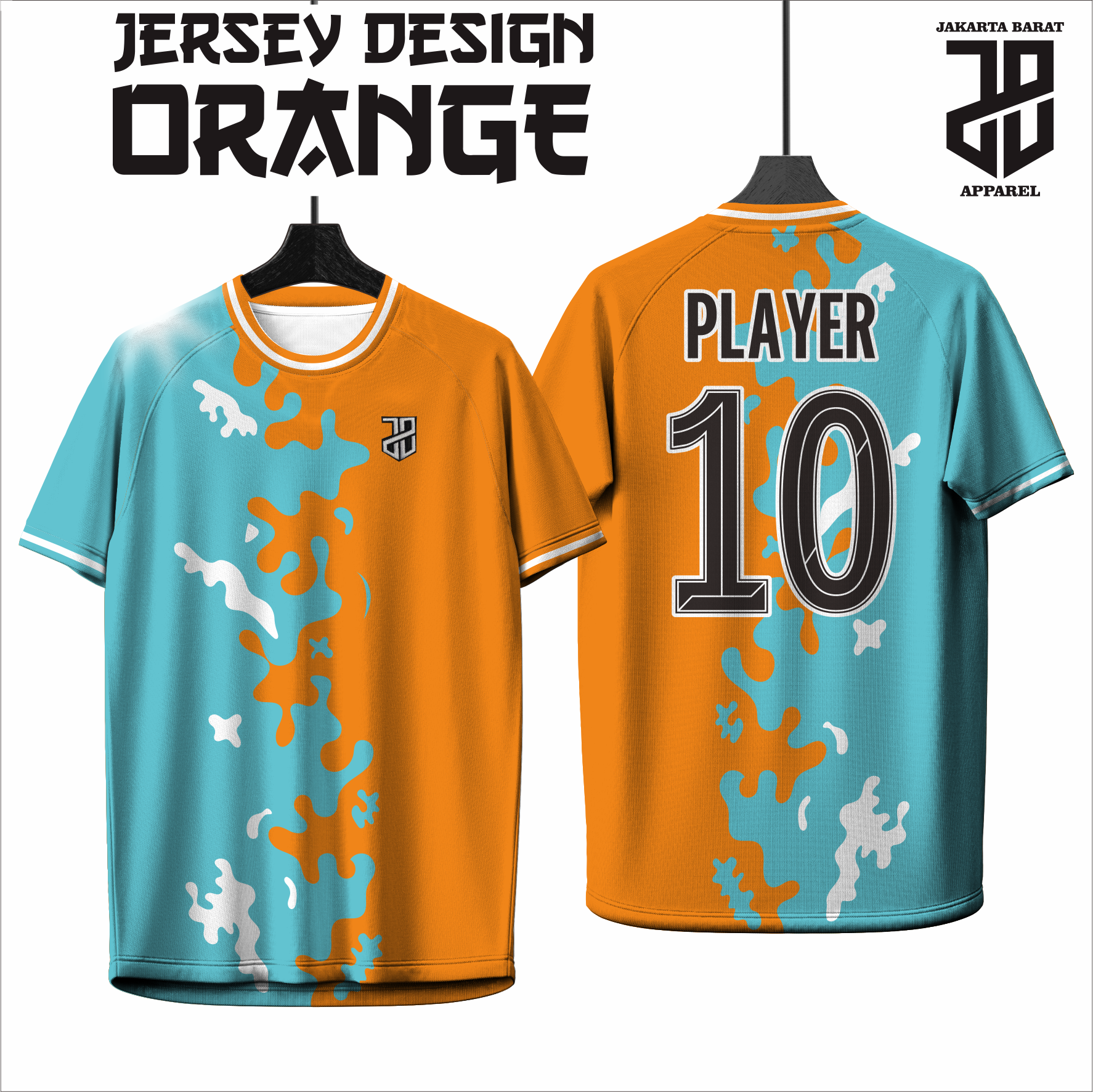 Jersey Futsal Baju Esport ORANGE Geometric Premium – Desain Modern Full Print Dry Fit Premium Kids & Dewasa (Copy)