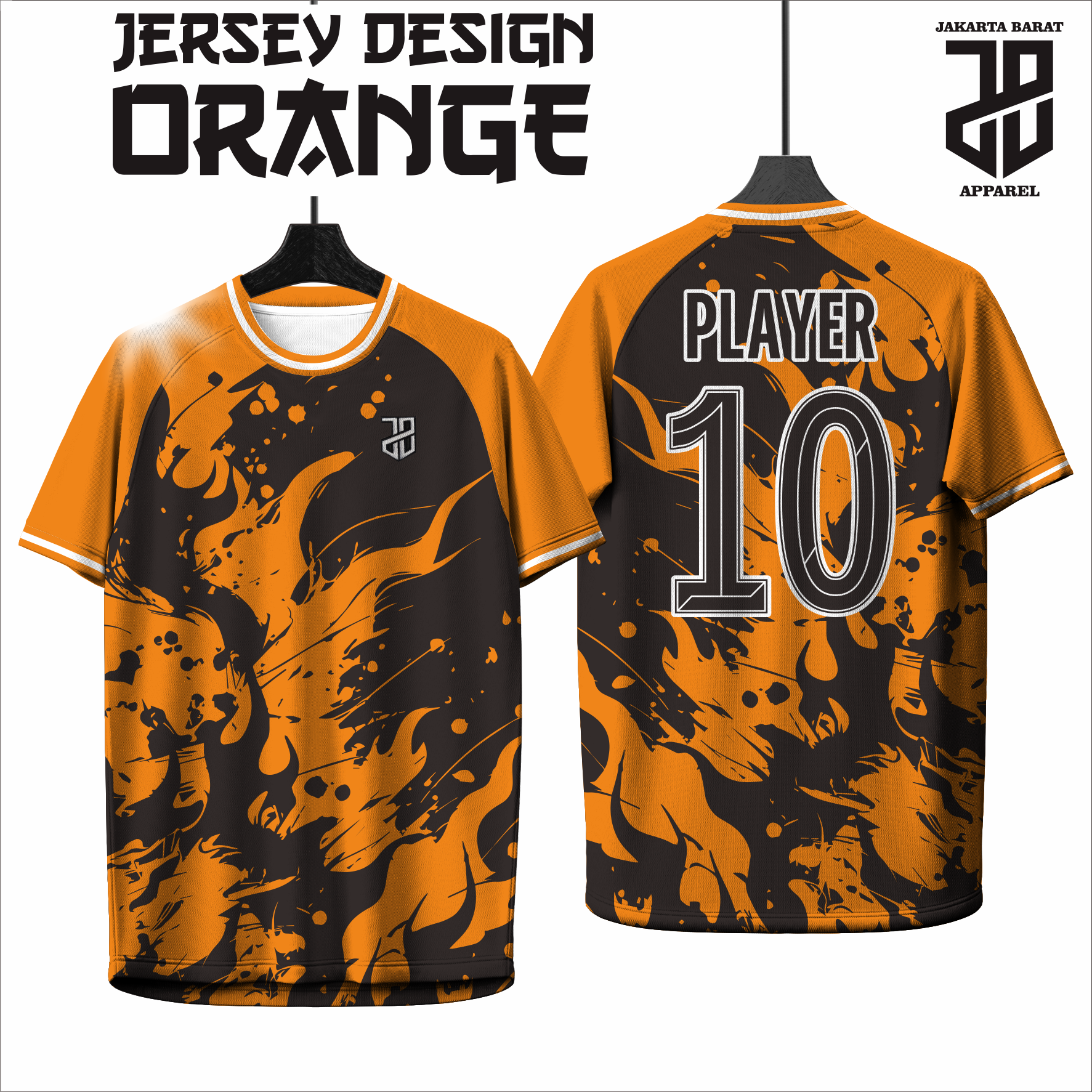 Jersey Futsal Baju Esport ORANGE Geometric Premium – Desain Modern Full Print Dry Fit Premium Kids & Dewasa (Copy)