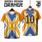 Jersey Futsal Baju Esport ORANGE Geometric Premium – Desain Modern Full Print Dry Fit Premium Kids & Dewasa (Copy)