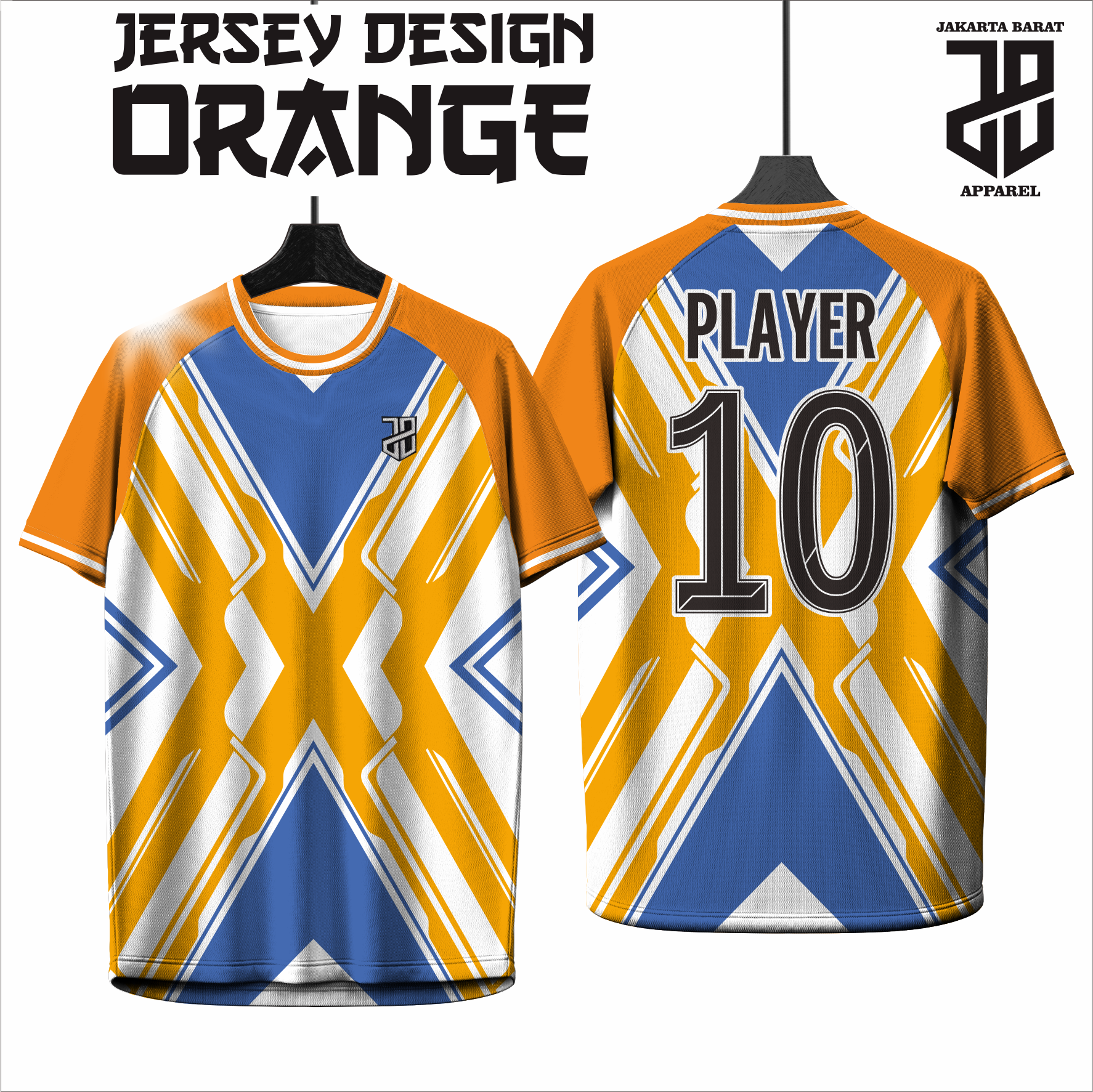 Jersey Futsal Baju Esport ORANGE Geometric Premium – Desain Modern Full Print Dry Fit Premium Kids & Dewasa (Copy)