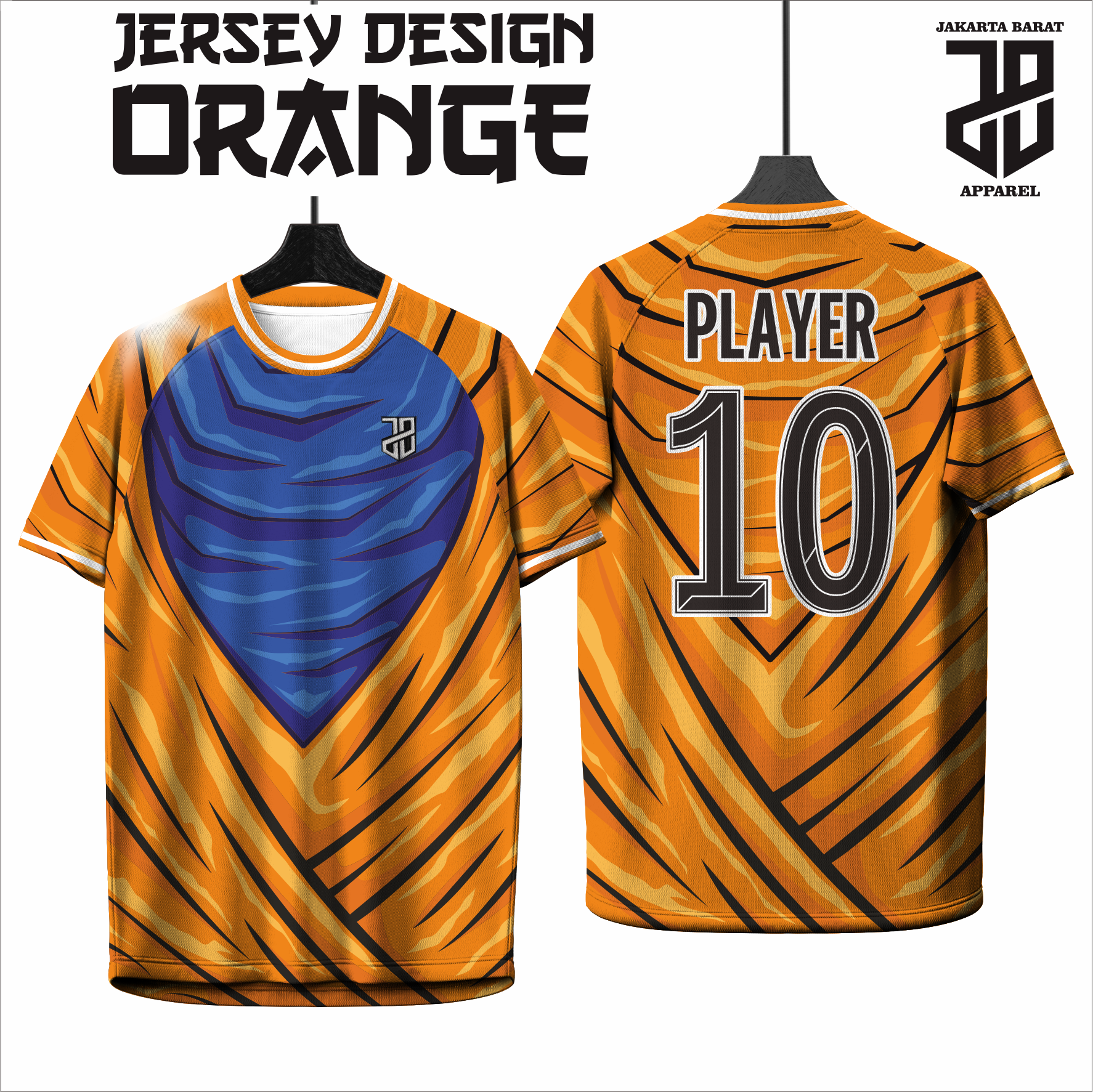 Jersey Futsal Baju Esport ORANGE Geometric Premium – Desain Modern Full Print Dry Fit Premium Kids & Dewasa (Copy)