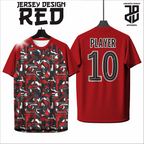 KAOS JERSEY FUTSAL & BADMINTON Custom RED/MERAH Abstract Edition  DRY FIT PREMIUM MURAH KIDS ANAK DAN DEWASA CEWE COWO BIG SIZE