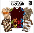 KAOS JERSEY FUTSAL & BADMINTON BAJU   MOTIF KEKINIAN CREAM/COKLAT  DRY FIT PREMIUM MURAH BAHAN EMBOSH KIDS ANAK DAN DEWASA COWO/CEWEBIG SIZE