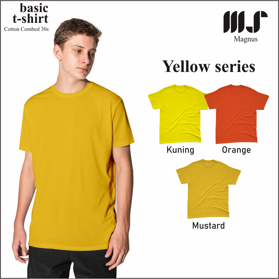 MAGNUS Baju Tshirt Kaos Polos pria wanita Lengan pendek 100% Katun combad 30s Premium Yellow Series