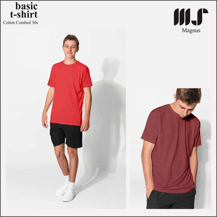MAGNUS Baju Tshirt Kaos Polos pria wanita Lengan pendek 100% Katun combad 30s Premium Merah Series